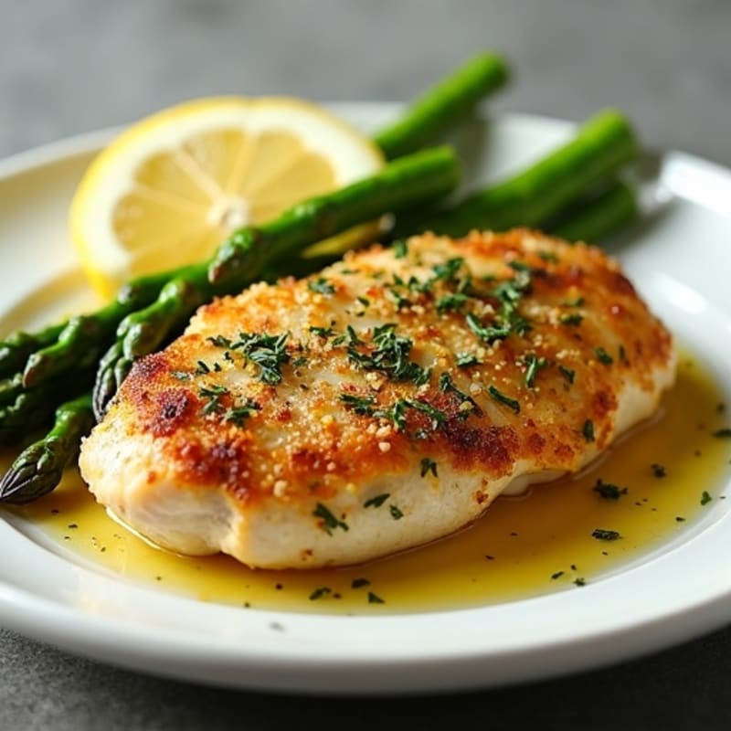 Herb-Crusted Pan Seared Chicken with Lemon Garlic Sauce
