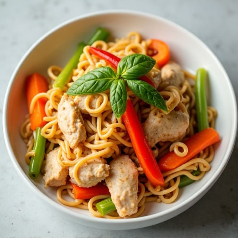 Chicken Creamy Peanut Noodles with Crisp Vegetables