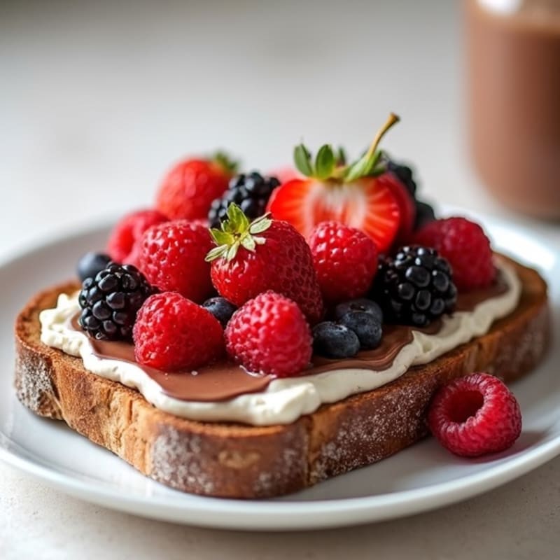 Protein-Packed Chocolate Hazelnut Toast with Fresh Berries