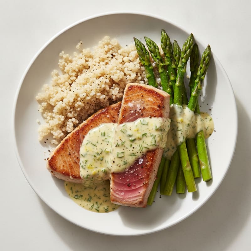 Pan-Seared Tuna with Lemon-Dill Sauce
