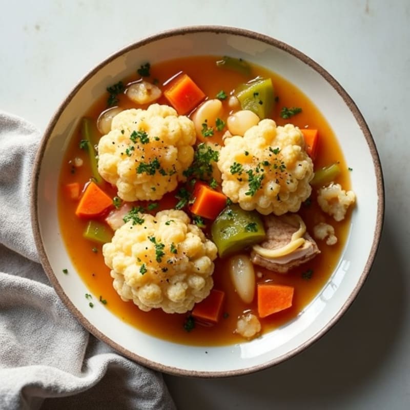 Lightened-Up Chicken and Cauliflower Dumplings Stew