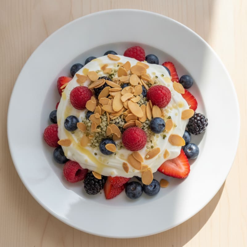 Greek Yogurt Protein Parfait with Mixed Berries