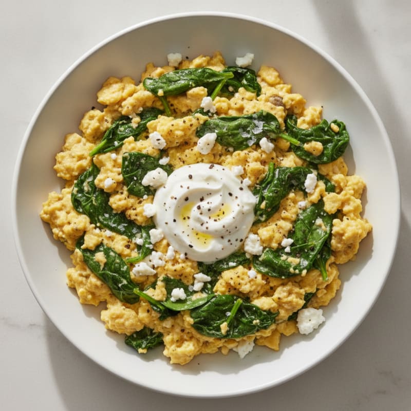 High-Protein Spinach and Feta Scramble