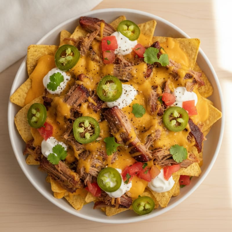Pulled Pork Nachos with Pickled Jalapeños
