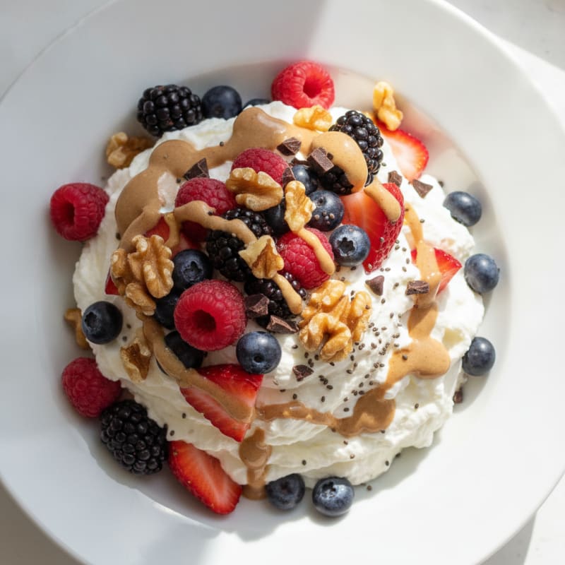 Greek Yogurt Protein Mousse with Mixed Berries