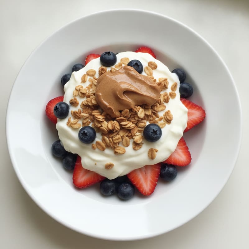 Greek Yogurt Parfait with Mixed Berries and Almond Butter
