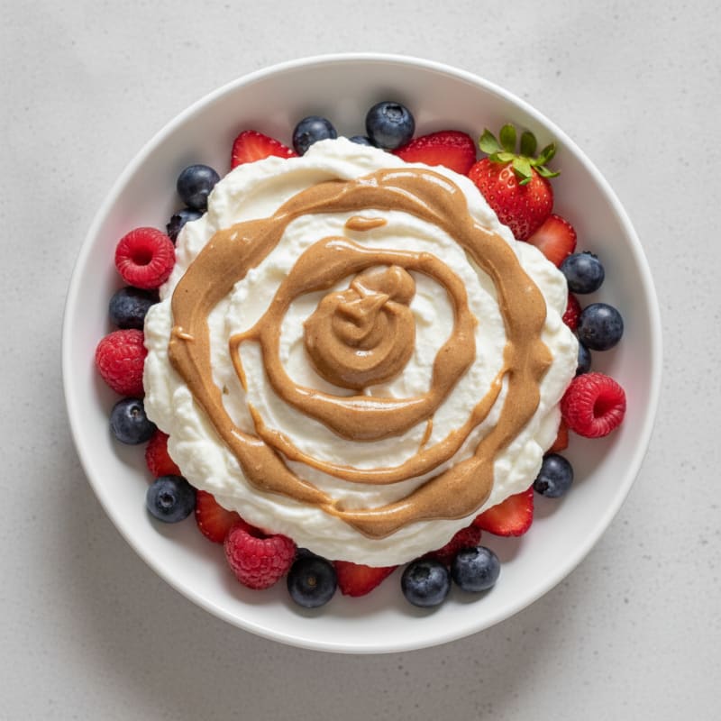 Greek Yogurt Protein Parfait with Almond Butter and Berries