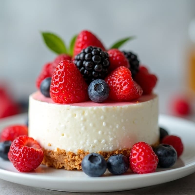 Greek Yogurt Protein Cheesecake with Mixed Berries