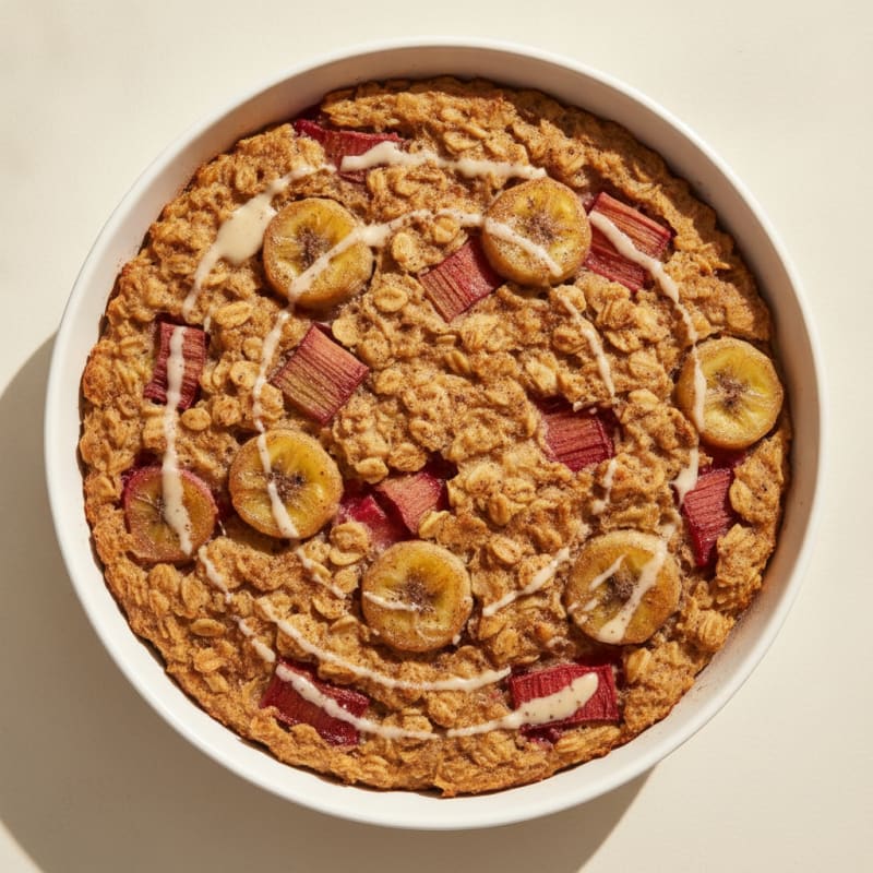 Baked Banana Rhubarb Oatmeal