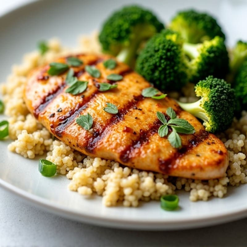 Grilled Chicken Breast with Roasted Broccoli and Quinoa