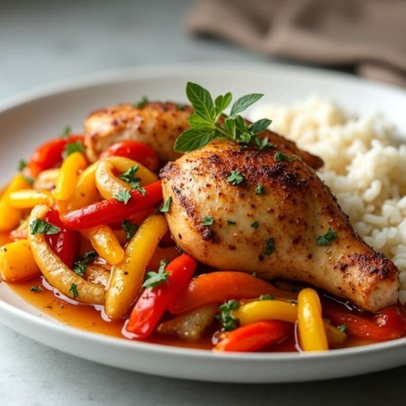 One-Pan Cumin-Spiced Chicken with Bell Peppers and Fluffy Rice