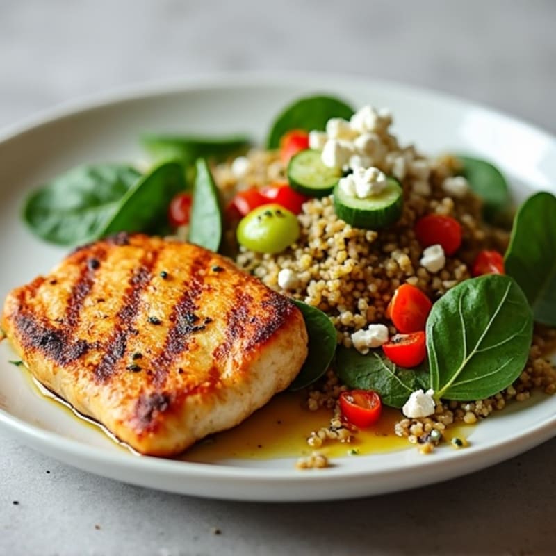 Grilled Chicken Breast with Spinach Quinoa Salad