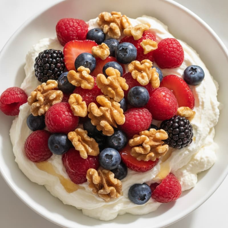 Silky Greek Yogurt Protein Pudding with Mixed Berries