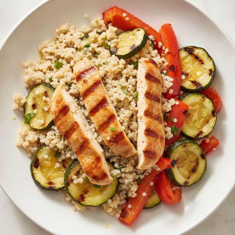 Grilled Chicken and Quinoa Salad with Roasted Vegetables
