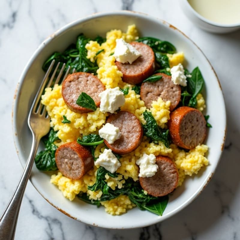 Egg White and Turkey Sausage Scramble with Spinach