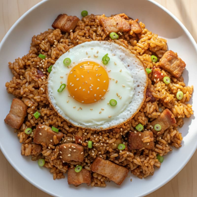 Kimchi Fried Rice with Pork Belly