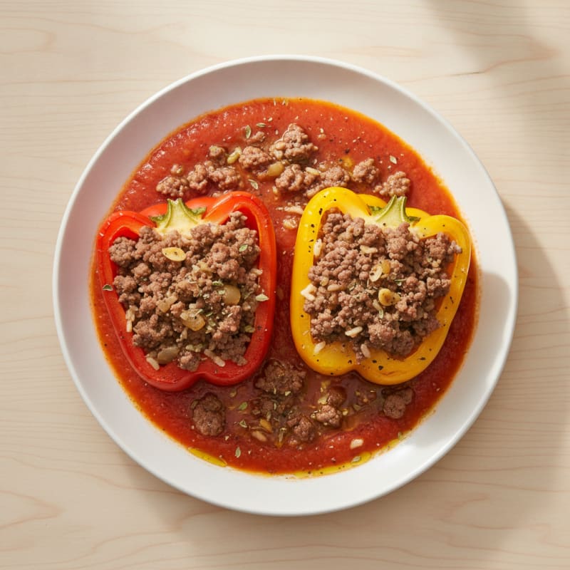 Beef and Rice Stuffed Bell Peppers