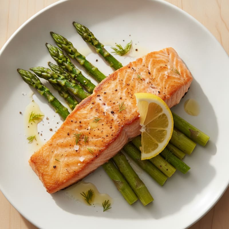 Pan-Seared Salmon with Roasted Asparagus