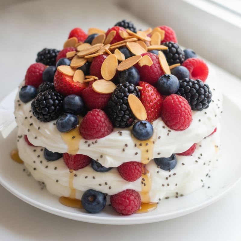 Creamy Greek Yogurt Protein Parfait with Mixed Berries and Almonds