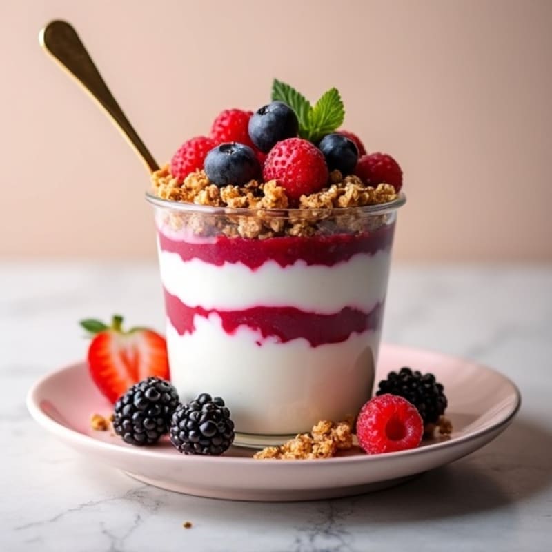 Creamy Greek Yogurt Parfait with Mixed Berries and Protein Granola