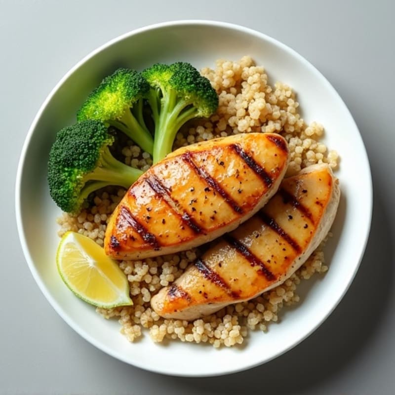 Grilled Chicken Breast with Quinoa and Steamed Broccoli