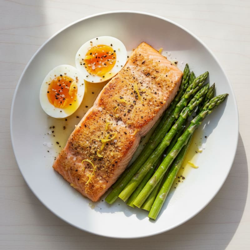 Baked Salmon with Jammy Eggs
