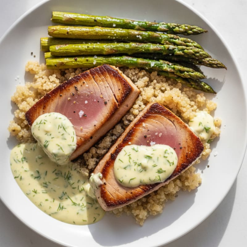 Pan-Seared Tuna with Lemon-Dill Sauce