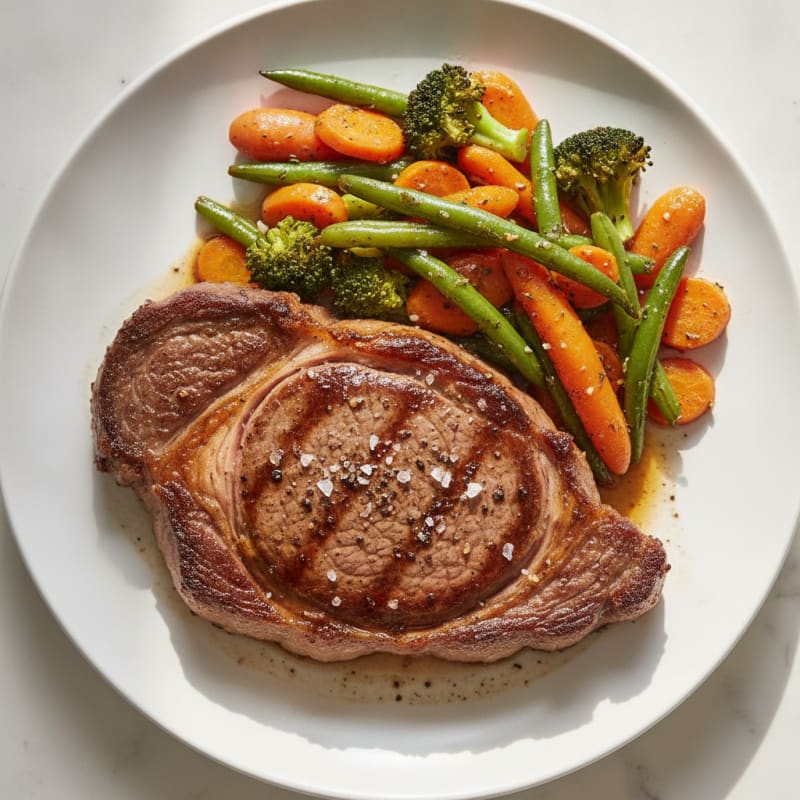 Pan-Seared Ribeye with Roasted Vegetables