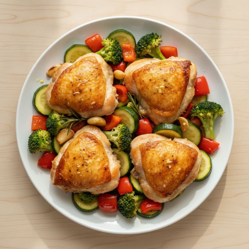 Sheet Pan Herb-Roasted Chicken Thighs with Mixed Vegetables