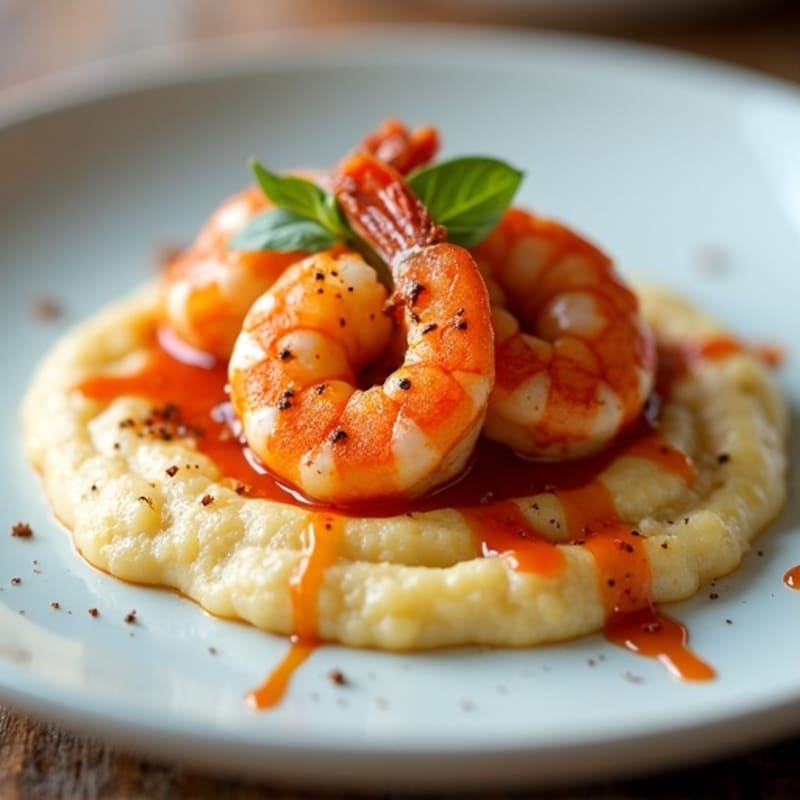 Pan-Seared Spicy Shrimp with Creamy Grits