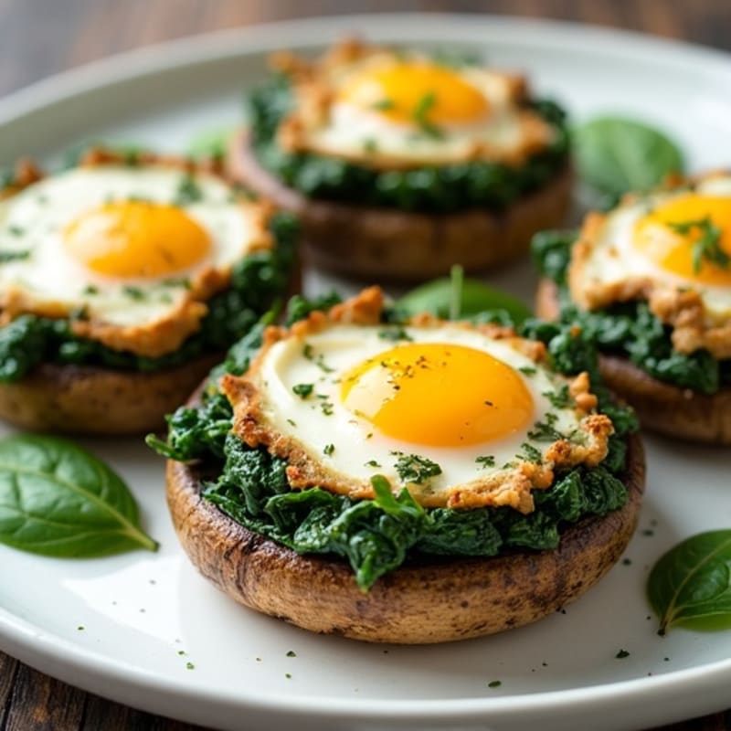 Herb-Spinach Stuffed Portobello Mushrooms with Goat Cheese