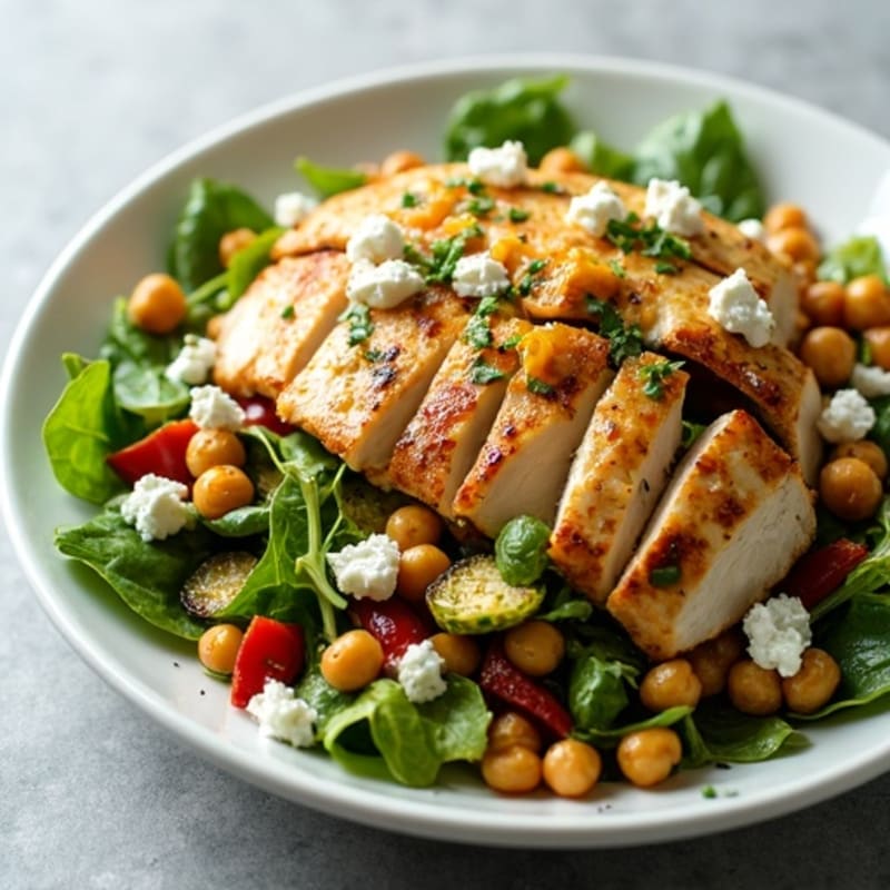 Crispy Fresh Greens and Roasted Vegetable Salad with Tangy Lemon Vinaigrette
