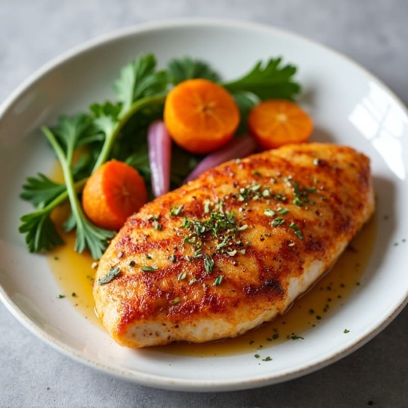 Crispy Pan-Seared Chicken Breast with Roasted Sweet Potato