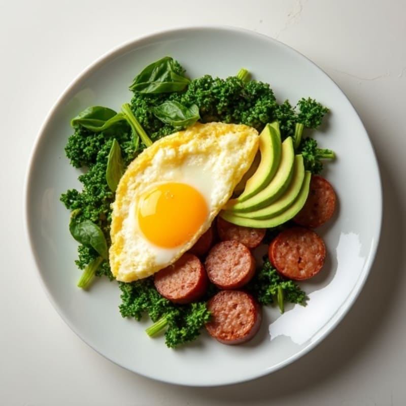 Egg White Scramble with Spinach and Turkey Sausage