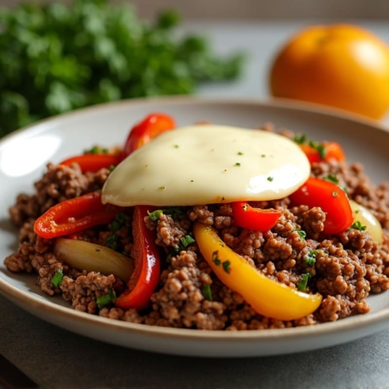 Lean Beef and Sautéed Veggie Skillet with Creamy Provolone