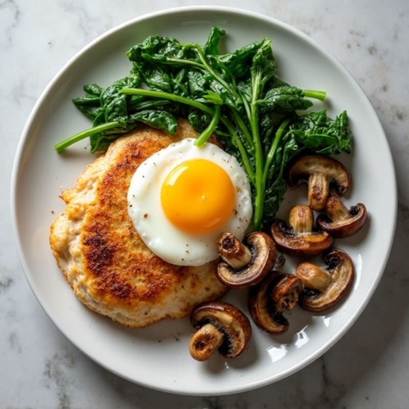 Seared Turkey Cutlets with Garlic Spinach and Roasted Mushrooms
