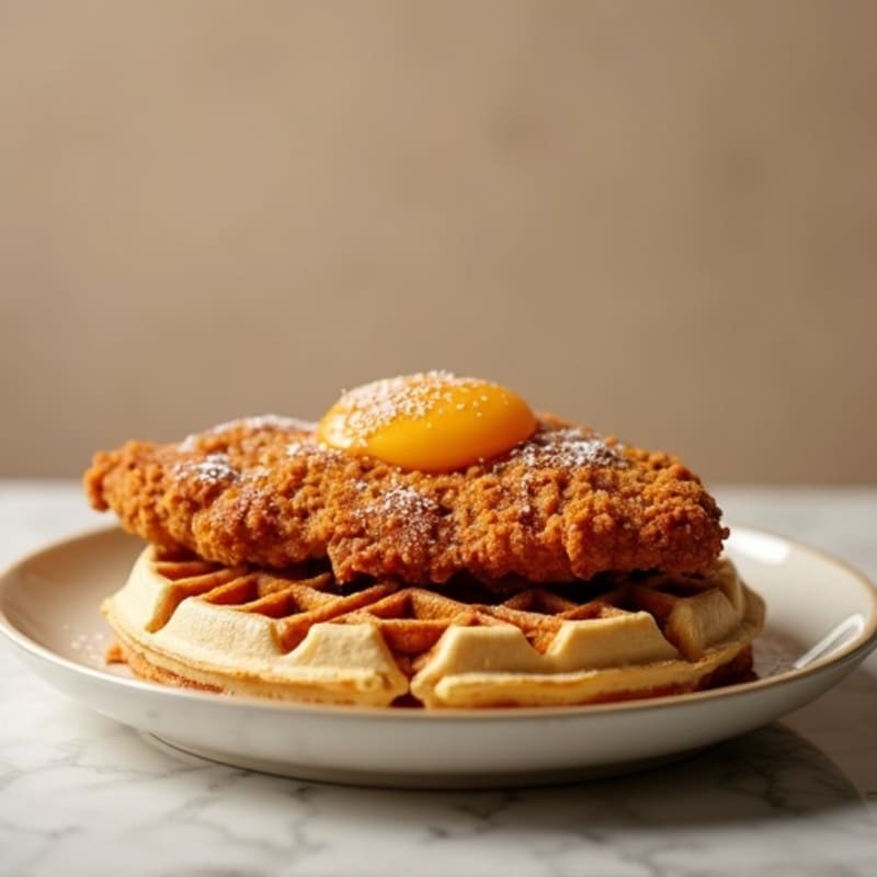 Crispy Air-Fried Chicken with Fluffy Whole Grain Waffles