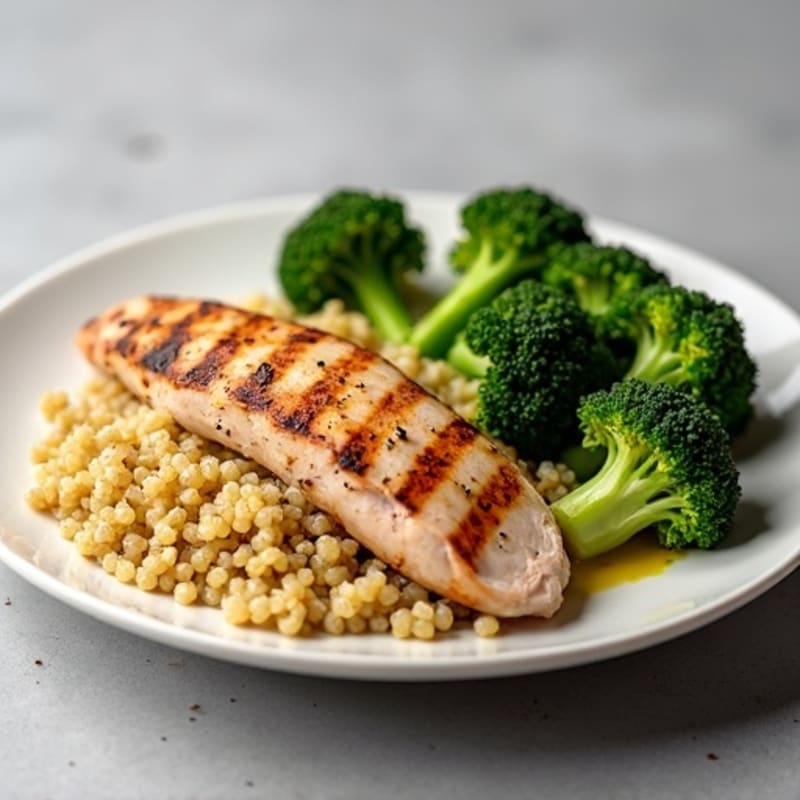 Grilled Turkey Breast with Quinoa and Roasted Broccoli