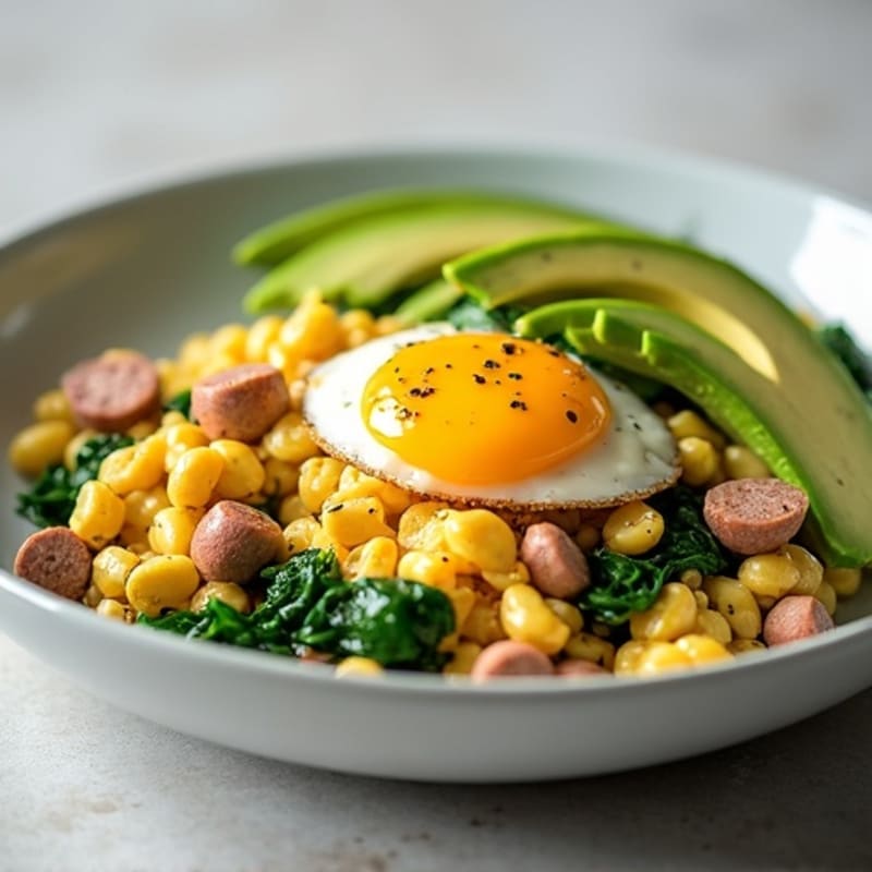 Egg White and Turkey Sausage Scramble with Spinach