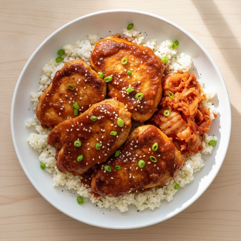 Spicy Gochujang Chicken Thighs with Kimchi