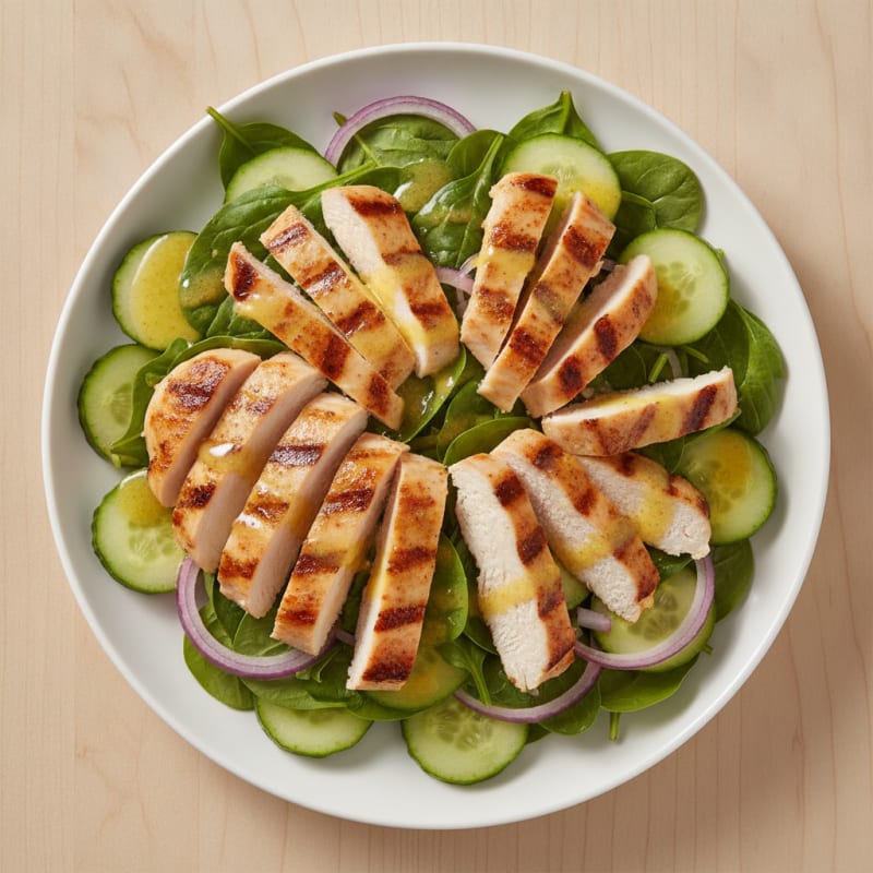 Grilled Chicken and Baby Spinach Salad with Lemon Vinaigrette