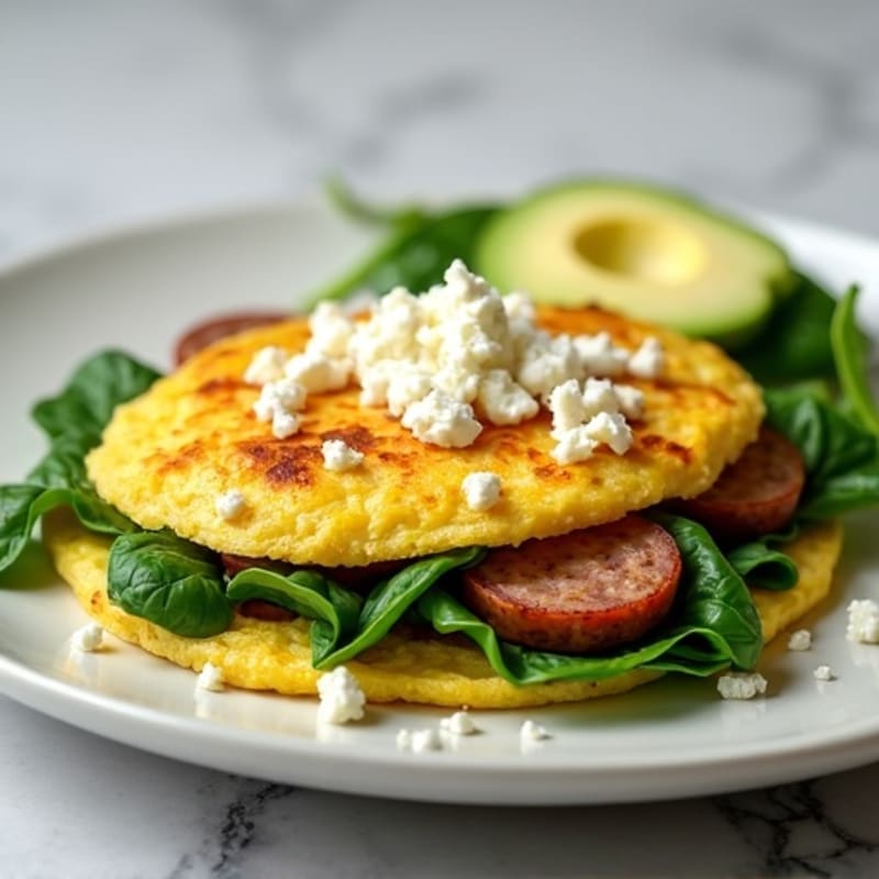 Egg White Omelette with Spinach and Turkey Sausage