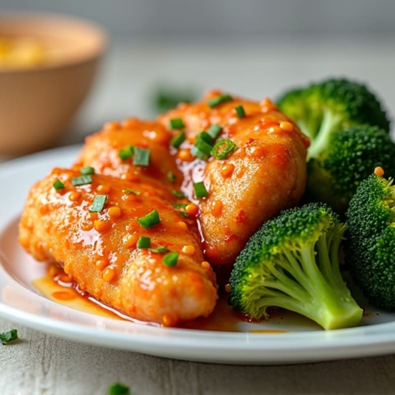 Crispy Orange Chicken with Roasted Broccoli