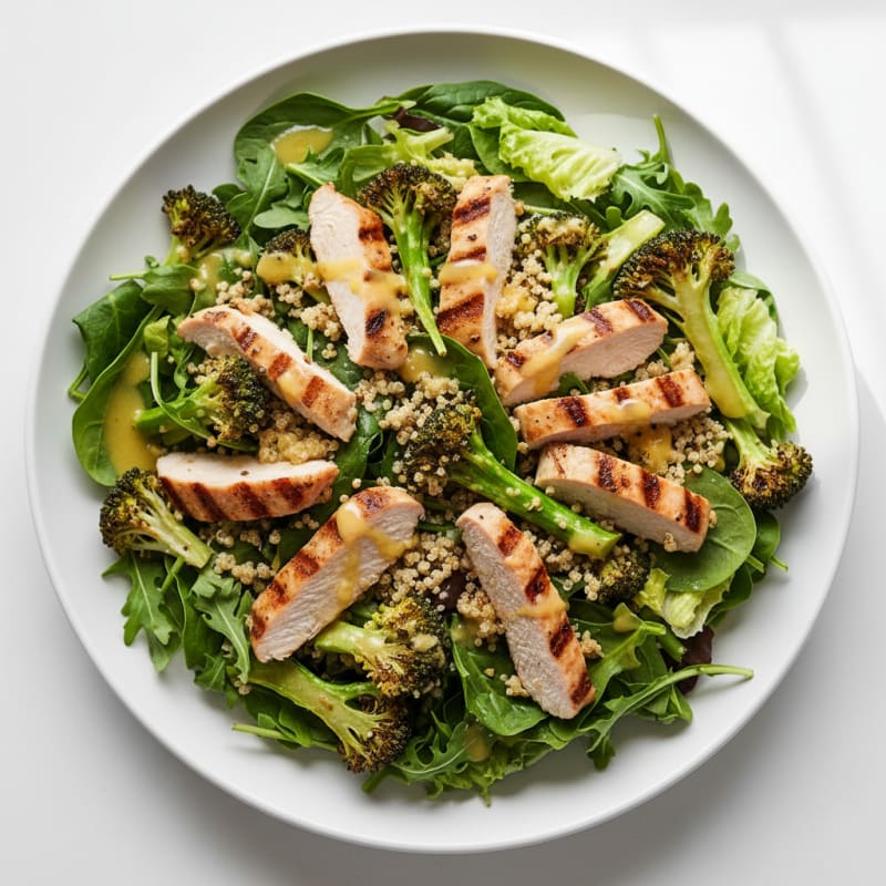 Grilled Turkey Breast Salad with Quinoa and Roasted Broccoli