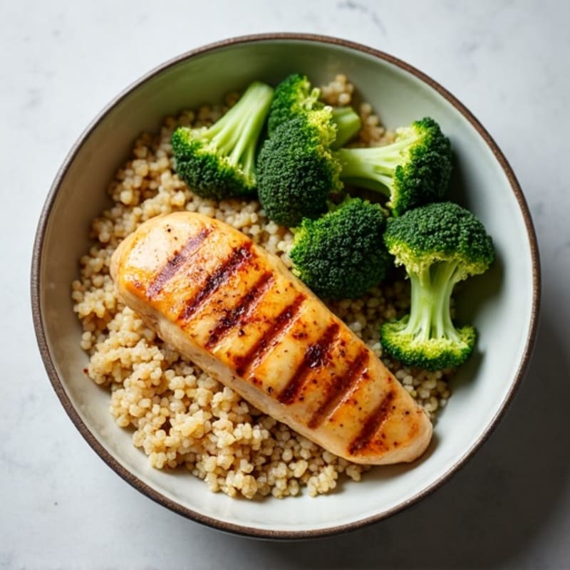 Grilled Chicken Breast with Quinoa and Steamed Broccoli