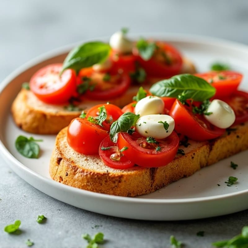 Fresh Tomato Basil Bruschetta with Garlic-Rubbed Sourdough
