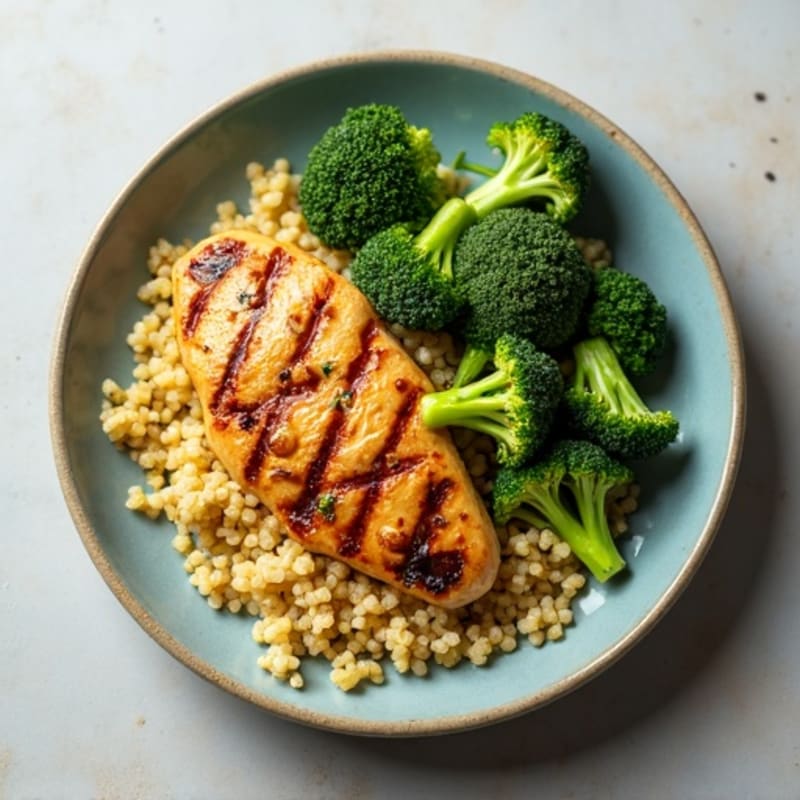 Grilled Chicken Breast with Roasted Broccoli and Quinoa