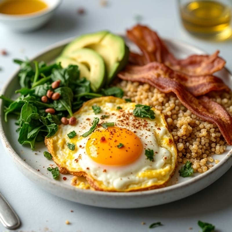 Egg White Scramble with Spinach and Turkey Bacon