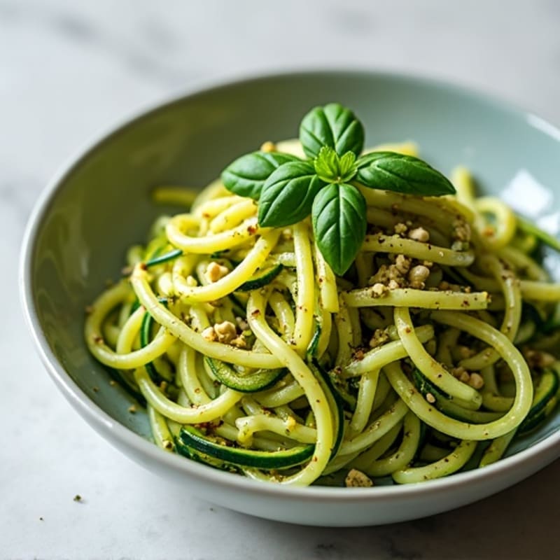 Fresh Zucchini Noodles with Bright Vegan Pesto
