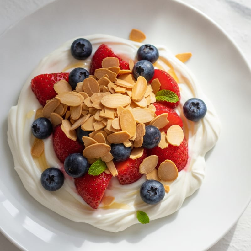 Greek Yogurt Protein Parfait with Berries and Almonds